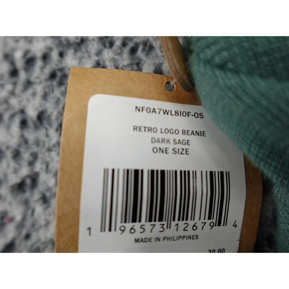 The‎ North Face Retro Logo Beanie Dark Sage Green Striped NF0A7WL8I0F-OS Mens OS